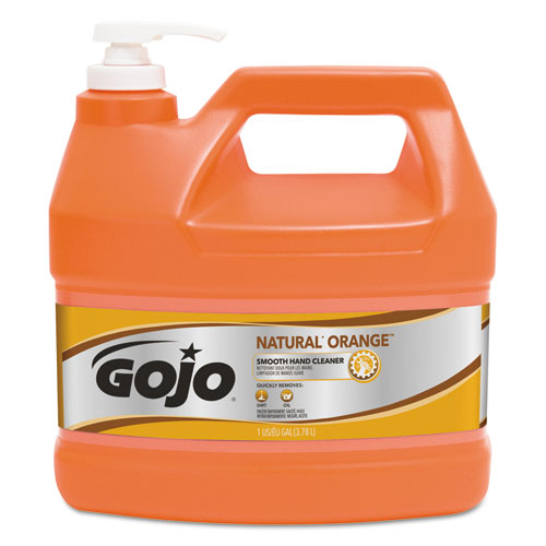 Image of Gojo® Natural Orange Smooth Hand Cleaner, Citrus Scent, 1 Gal Pump Dispenser, 4/Carton