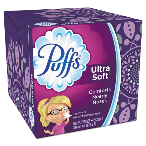 Image of Puffs® Ultra Soft Facial Tissue, 2-Ply, White, 56 Sheets/Box
