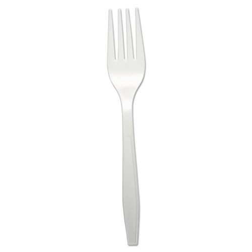 Image of Heavyweight Polypropylene Cutlery, Fork, White, 1000/Carton