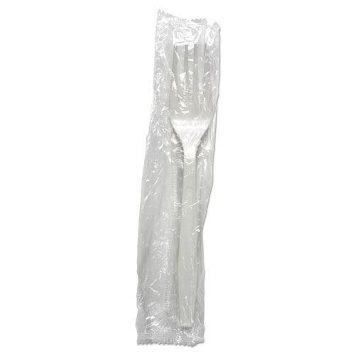 Image of Heavyweight Wrapped Polypropylene Cutlery, Fork, White, 1,000/Carton