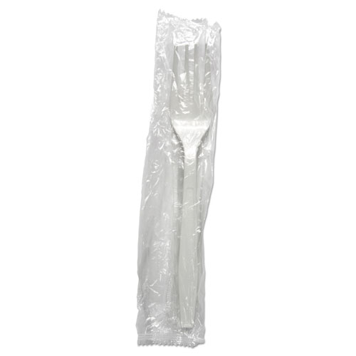 HEAVYWEIGHT WRAPPED POLYPROPYLENE CUTLERY, FORK, WHITE, 1,000/CARTON