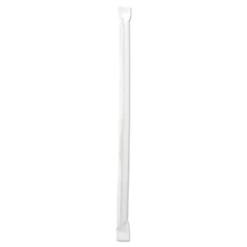 Image of Boardwalk® Wrapped Jumbo Straws, 7.75", Polypropylene, Clear, 12,000/Carton