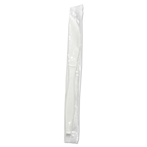 Image of Heavyweight Wrapped Polypropylene Cutlery, Knife, White, 1,000/Carton