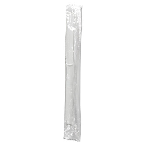 Mediumweight Wrapped Polystyrene Cutlery, Knife, White, 1,000/Carton