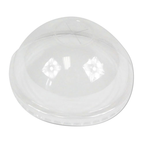Image of PET Cold Cup Dome Lids, Fits 16 oz to 24 oz Plastic Cups, Clear, 1,000/Carton