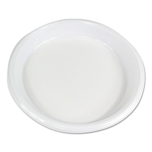 Hi-Impact Plastic Dinnerware, Plate, 10 Diameter, White, 500/Carton