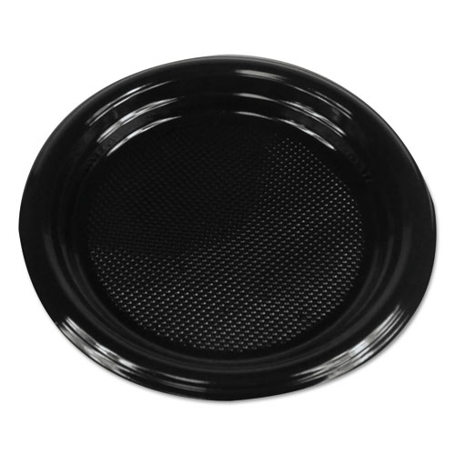 Hi-Impact Plastic Dinnerware, Plate, 6 Diameter, Black, 1000/Carton