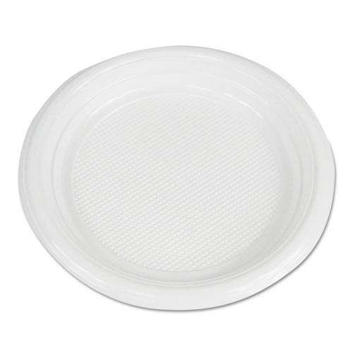 Hi-Impact Plastic Dinnerware, Plate, 6" dia, White, 1,000/Carton