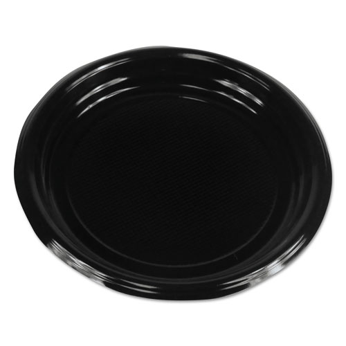 Hi-Impact Plastic Dinnerware, Plate, 9 Diameter, Black, 500/Carton
