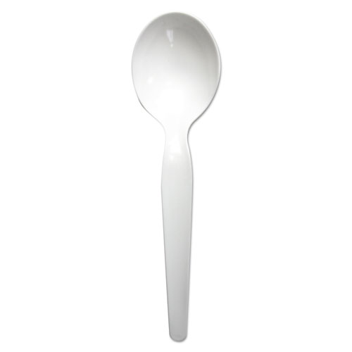 Image of Heavyweight Polystyrene Cutlery, Soup Spoon, White, 1000/Carton