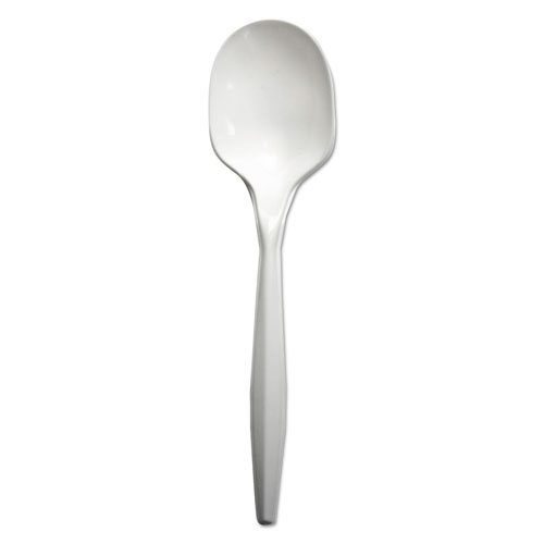 Image of Boardwalk® Mediumweight Polypropylene Cutlery, Soup Spoon, White, 1000/Carton