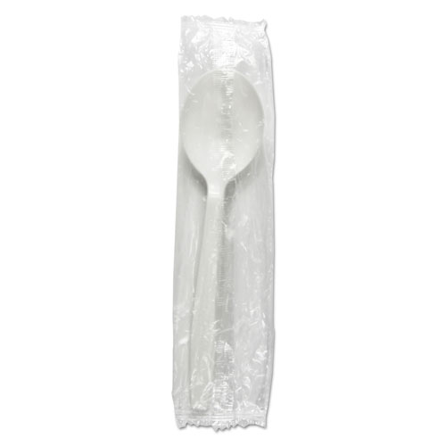 Image of Heavyweight Wrapped Polypropylene Cutlery, Soup Spoon, White, 1,000/Carton