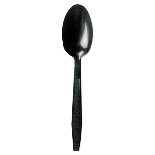 HEAVYWEIGHT POLYPROPYLENE CUTLERY, TEASPOON, BLACK, 1000/CARTON