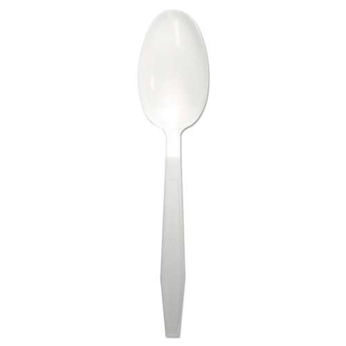 Image of Heavyweight Polypropylene Cutlery, Teaspoon, White, 1000/Carton