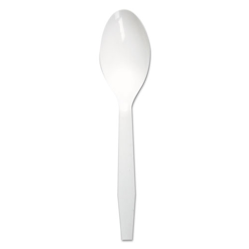 Mediumweight Polystyrene Cutlery, Teaspoon, White, 1000/Carton