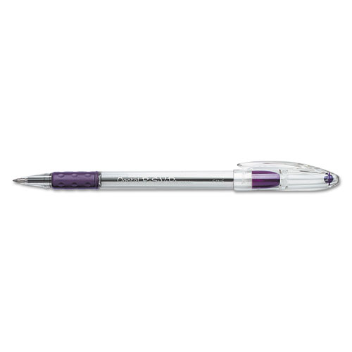 R.S.V.P. Stick Ballpoint Pen, Fine 0.7mm, Violet Ink, Clear/Violet Barrel, Dozen | by Plexsupply