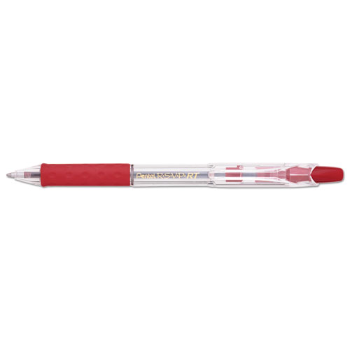 R.S.V.P. RT Ballpoint Pen, Retractable, Medium 1 mm, Red Ink, Clear Barrel, Dozen