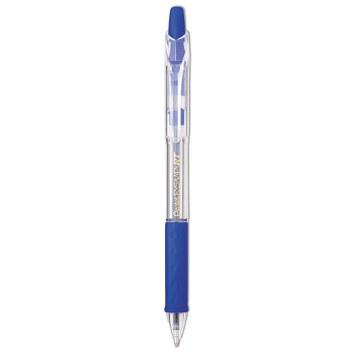 R.S.V.P. RT Ballpoint Pen, Retractable, Medium 1 mm, Blue Ink, Clear Barrel, Dozen