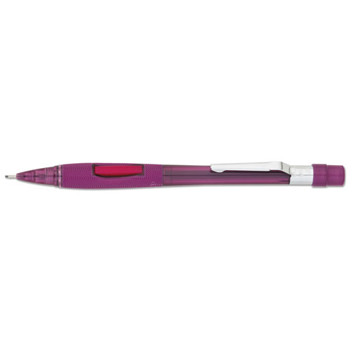 Quicker Clicker Mechanical Pencil, 0.9 mm, HB (#2.5), Black Lead, Transparent Burgundy Barrel | by Plexsupply