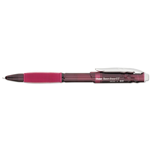 Pentel® Twist-Erase GT Pencils, 0.5 mm, HB (#2), Black Lead, Red Barrel