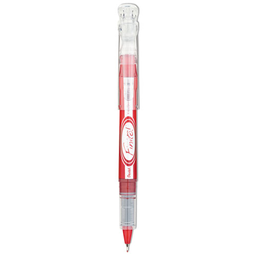 Pentel® Finito! Porous Point Pen, Stick, Extra-Fine 0.4 mm, Red Ink, Red/Silver Barrel