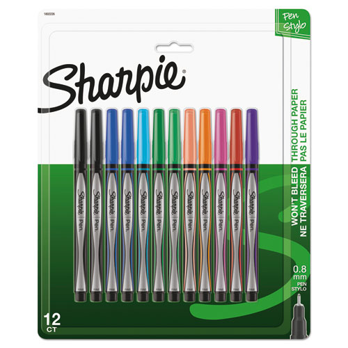 Sharpie® Plastic Point Stick Water Resistant Pen, Assorted, Fine, 6/Pack