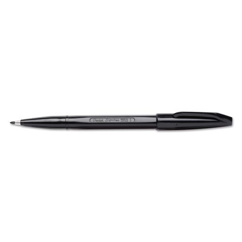Pentel Arts® Sign Pen Fine Point Color Marker, Bullet Tip, .7mm, Black Barrel/Ink, Dozen
