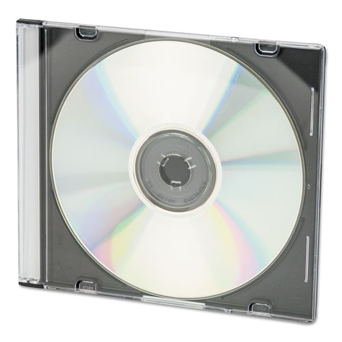 Image of CD/DVD Slim Jewel Cases, Clear/Black, 100/Pack