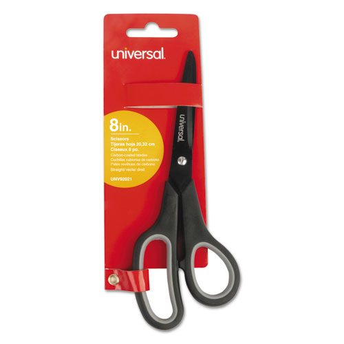 Image of Universal® Industrial Carbon Blade Scissors, 8" Long, 3.5" Cut Length, Black/Gray Straight Handle