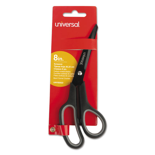 Industrial Carbon Blade Scissors, 8" Long, 3.5" Cut Length, Black/Gray Offset Handle