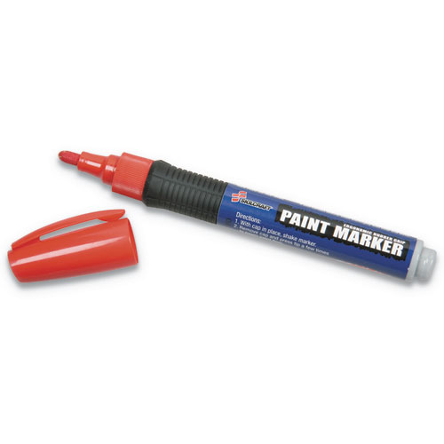 7520015889100 SKILCRAFT Paint Marker, Medium Bullet Tip, Red, 6/Pack