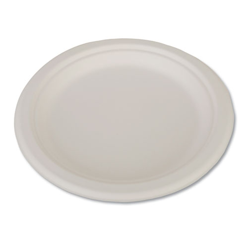 ChampWare Heavyweight Bagasse Dinnerware, Plate, 9" dia, White, 500/Carton