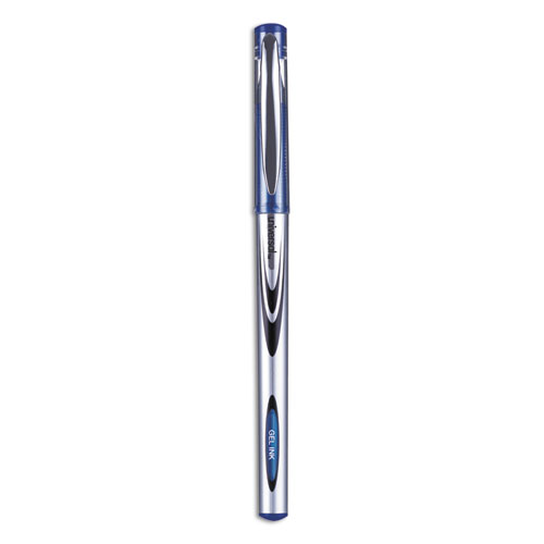Stick Gel Pen, Medium 0.7mm, Blue Ink, Silver/Blue Barrel, Dozen