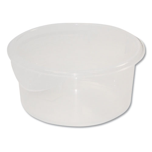 Round Storage Containers, 2 qt, 8.5" Diameter x 4"h, Clear
