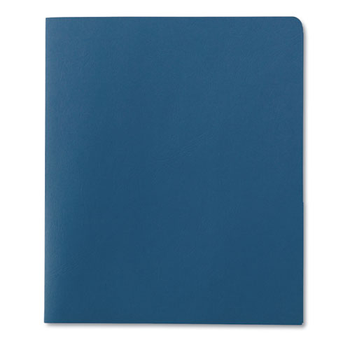 Image of Smead™ Two-Pocket Folder, Embossed Leather Grain Paper, 100-Sheet Capacity, 11 X 8.5, Blue, 25/Box