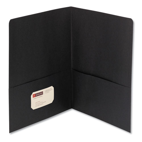 Two-Pocket Folder, Textured Paper, Black, 25/Box