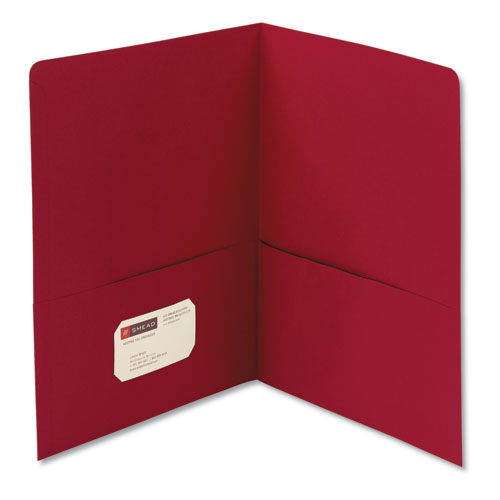 Smead™ Two-Pocket Folder, Textured Paper, 100-Sheet Capacity, 11 X 8.5, Red, 25/Box