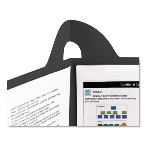 Lockit Two-Pocket Folder, Textured Paper, 100-Sheet Capacity, 11 x 8.5, Black, 25/Box