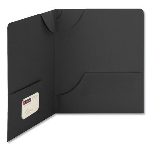 Image of Smead™ Lockit Two-Pocket Folder, Textured Paper, 100-Sheet Capacity, 11 X 8.5, Black, 25/Box