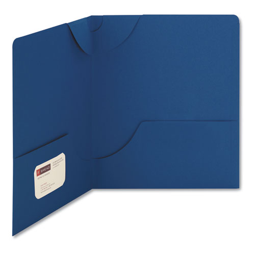 Image of Smead™ Lockit Two-Pocket Folder, Textured Paper, 100-Sheet Capacity, 11 X 8.5, Dark Blue, 25/Box