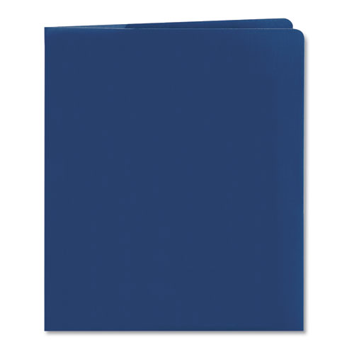 Image of Smead™ Lockit Two-Pocket Folder, Textured Paper, 100-Sheet Capacity, 11 X 8.5, Dark Blue, 25/Box
