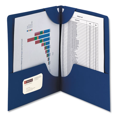 Smead™ Lockit Two-Pocket Folder, Textured Paper, 100-Sheet Capacity, 11 X 8.5, Dark Blue, 25/Box