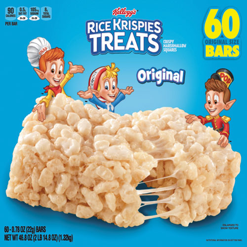 Image of Rice Krispies Treats, Original Marshmallow, 0.78 oz Pack, 60/Carton