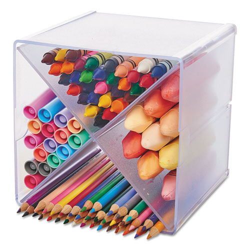 Image of Stackable Cube Organizer, X Divider, 4 Compartments, Plastic, 6 x 7.2 x 6, Clear