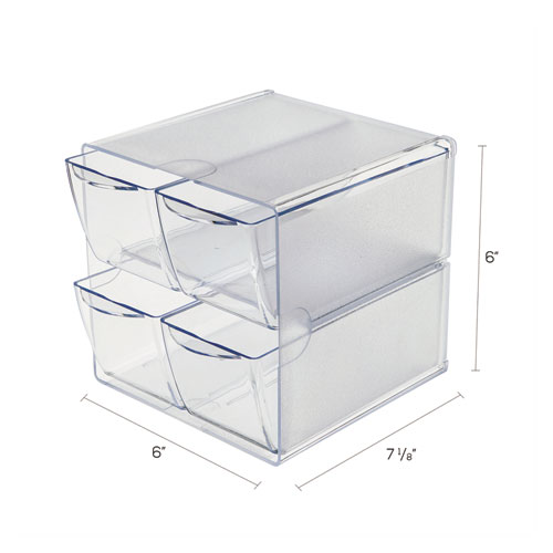 Stackable Cube Organizer, 4 Drawers, 6 x 7 1/8 x 6, Clear
