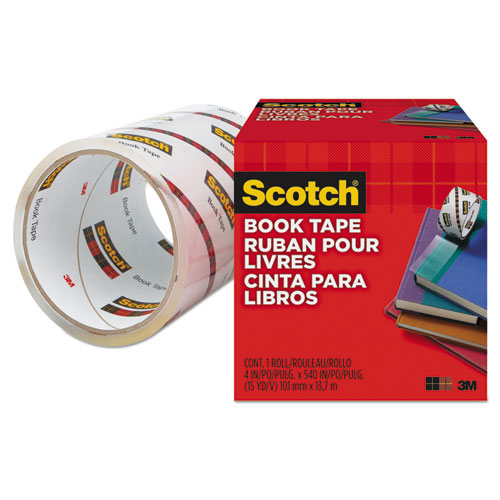 Book Tape, 3" Core, 4" x 15 yds, Clear