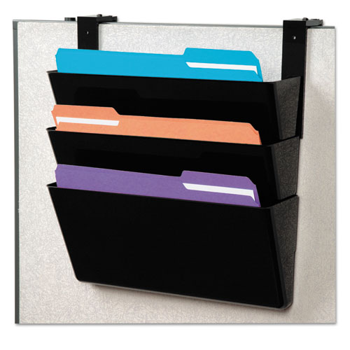 DocuPocket Stackable Three-Pocket Partition Wall File, Letter, 13 x 4 x 7, Black