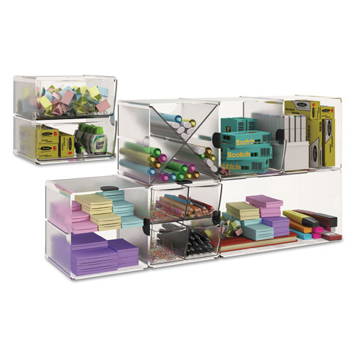 Image of Deflecto® Stackable Cube Organizer, 1 Compartment, 6 X 6 X 6, Plastic, Clear