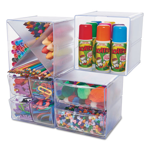 Image of Deflecto® Stackable Cube Organizer, 1 Compartment, 6 X 6 X 6, Plastic, Clear