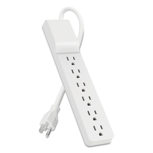 Image of Home/Office Surge Protector, 6 AC Outlets, 10 ft Cord, 720 J, White